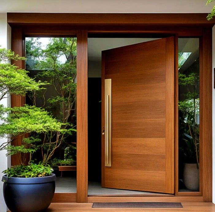 Large statement wooden entrance door