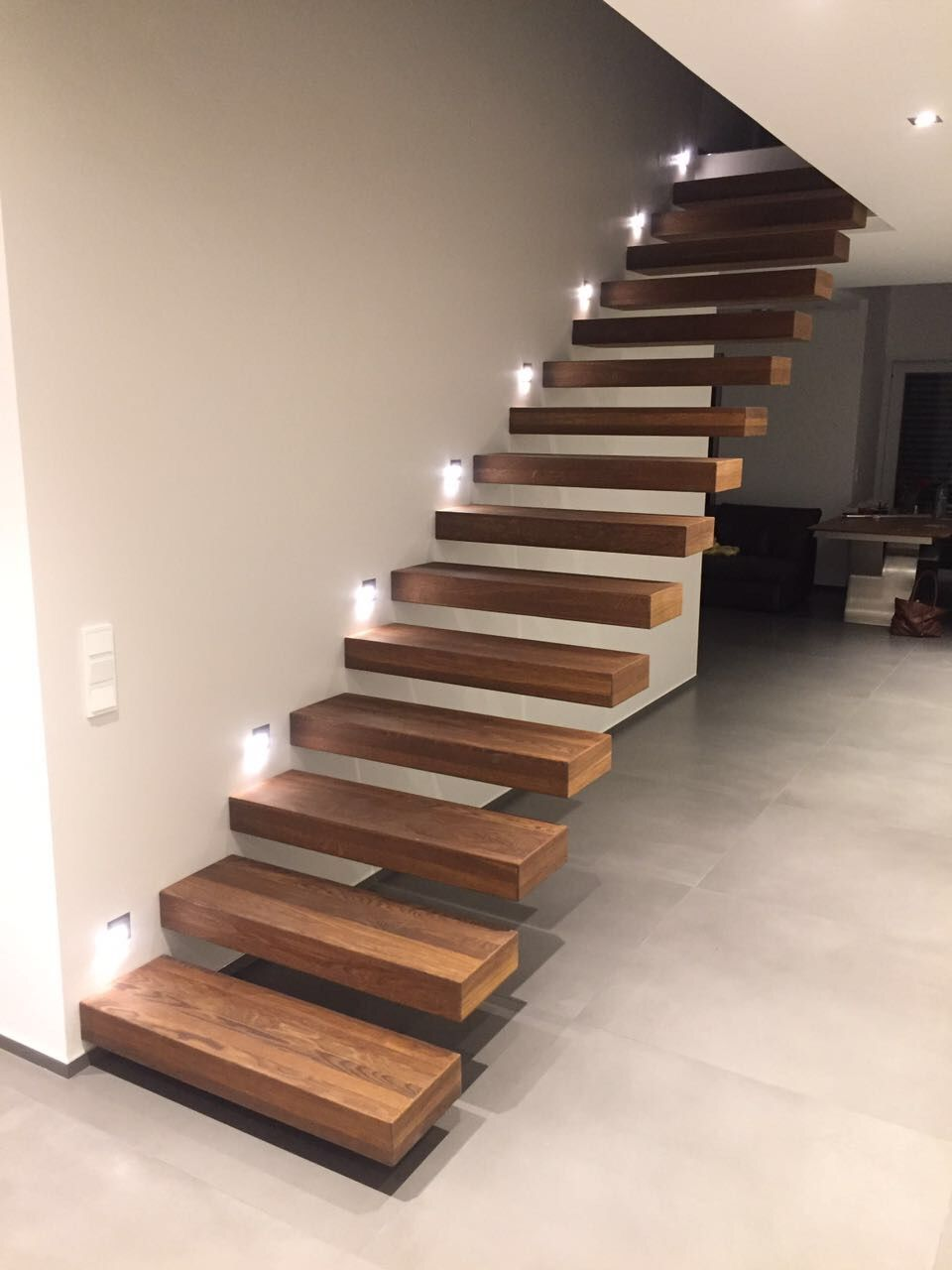 Sculptural wooden staircase