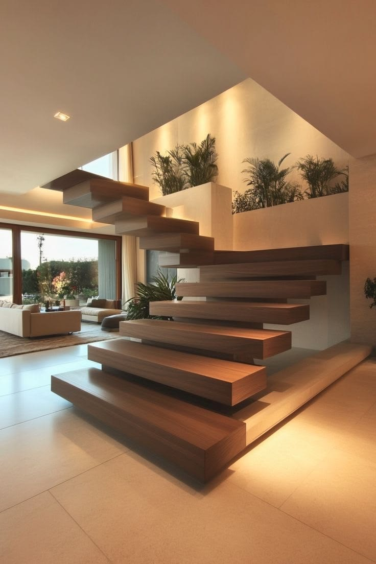 Solid oak staircase with precise joinery