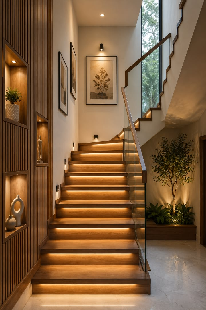 Contemporary wooden staircase