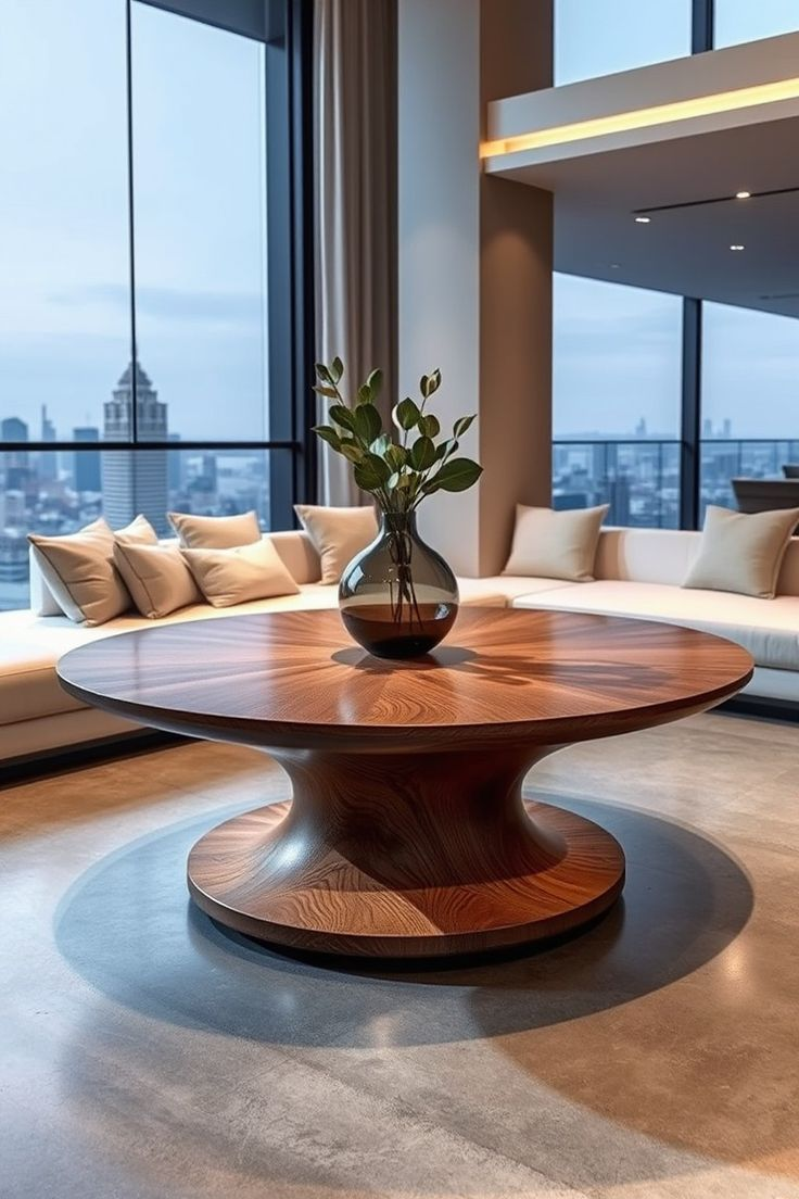 Sculptural walnut centre table