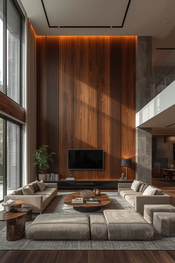 Slatted timber wall panelling